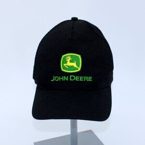 John Deere Trucker Cap Hat Black One Size Fits Most Green Yellow Patch